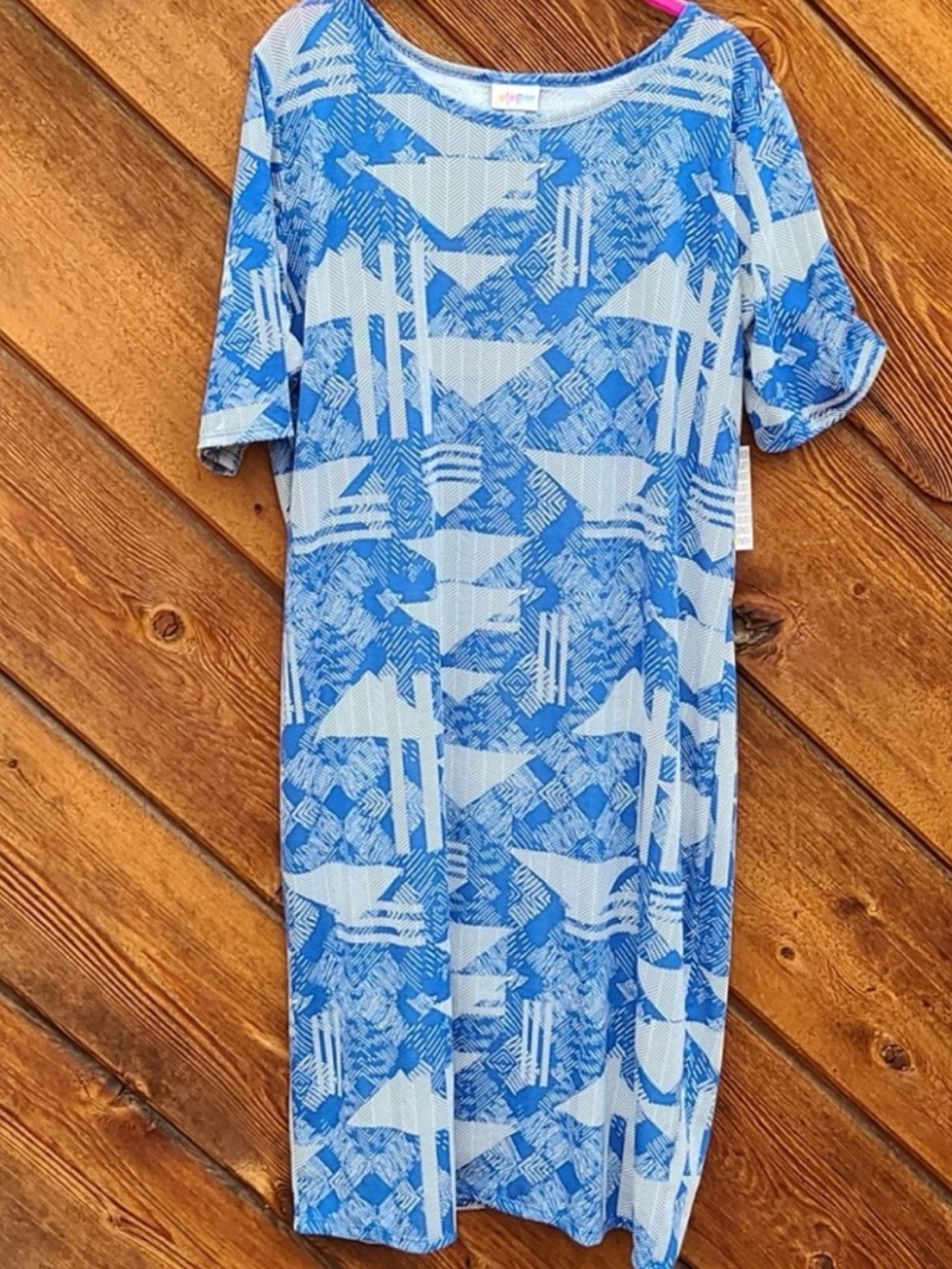 LuLaRoe Blue and White Midi Dress